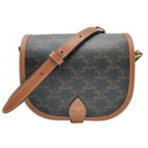 CELINE Folco Bag Tan Triomphe Canvas Calfskin